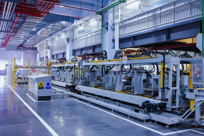 Automated industrial machinery on a factory floor