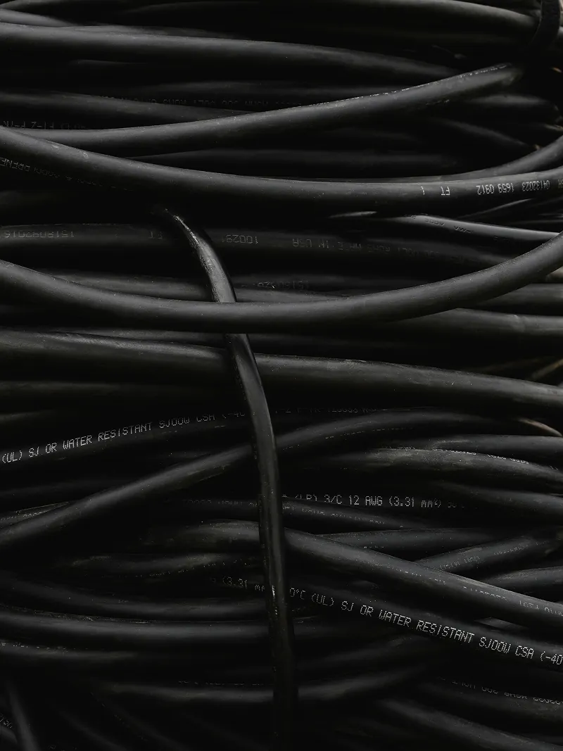 Tangled black wires