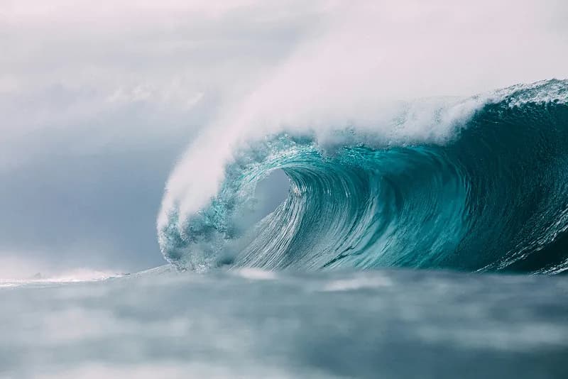 Large ocean wave curling over
